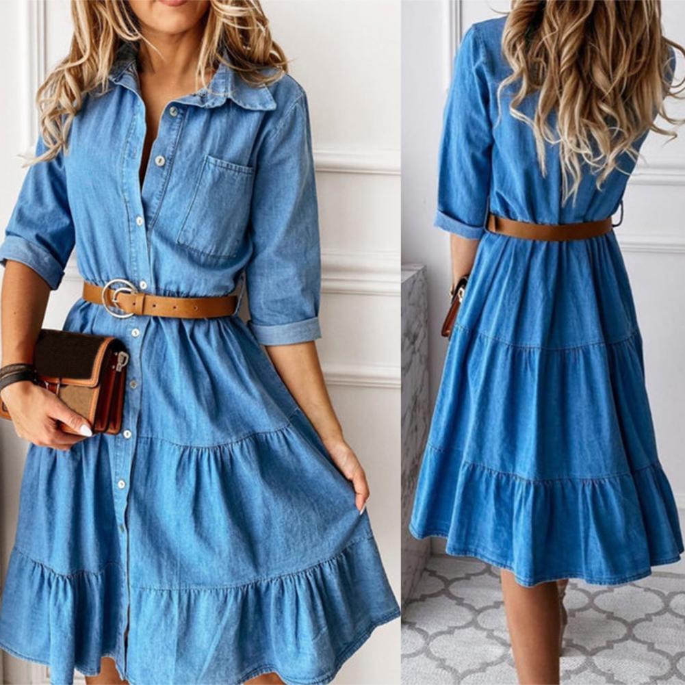 Jeanskleid mit Dreiviertelärme – French Vintage Floral Midi Dress Bewertung und Preis