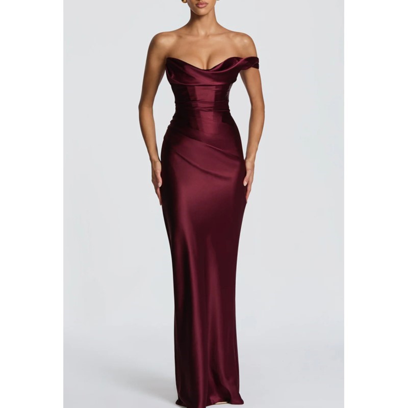 Sexy Schlankes Satinkleid Eleg – Elegant Satin Evening Gown Split Bewertung und Preis