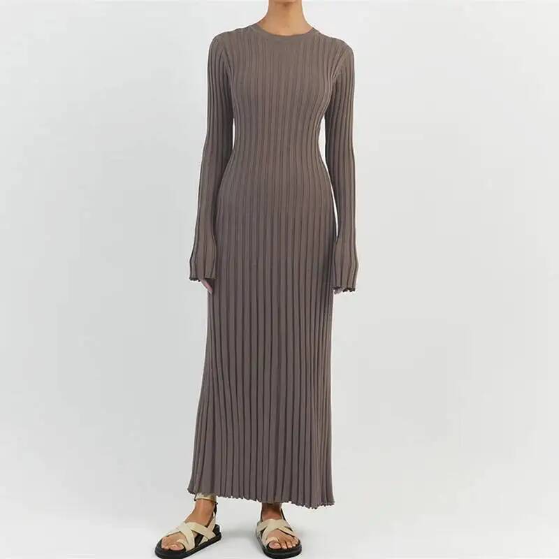 Elegantes geripptes Strickklei – Bodycon Long Sleeve Ribbed Dress Bewertung und Preis
