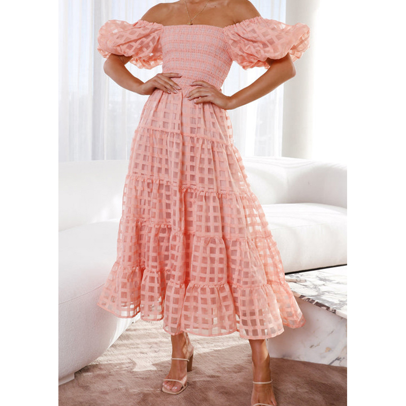 Elegantes schulterfreies Damen – Off Shoulder Puff Sleeve Sundress Bewertung und Preis