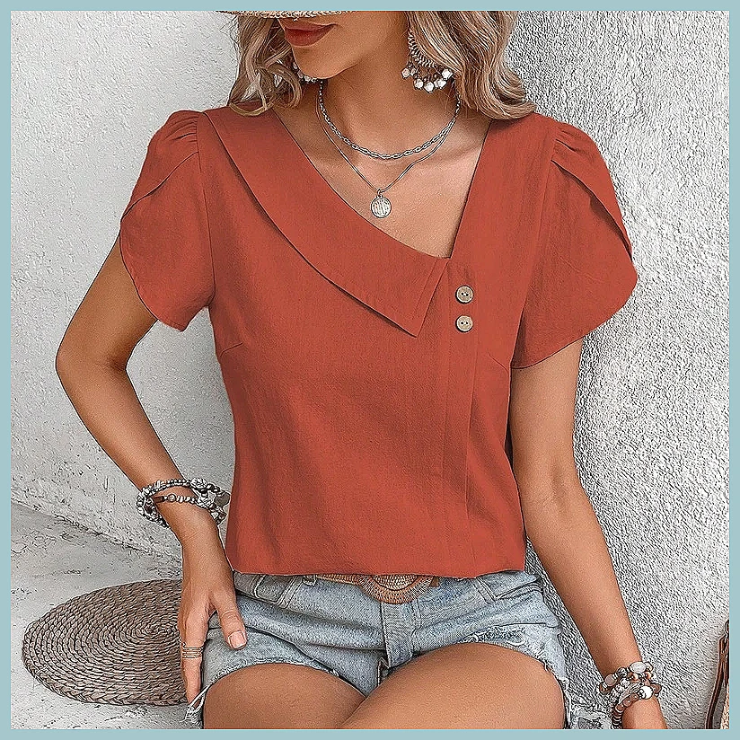 2024 Sommer Vintage Einfarbige – Blouses Bewertung und Preis