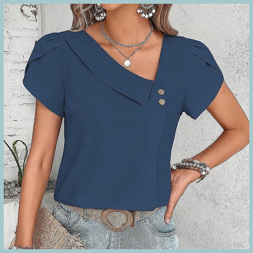 2024 Sommer Vintage Einfarbige – Blouses Bewertung und Preis