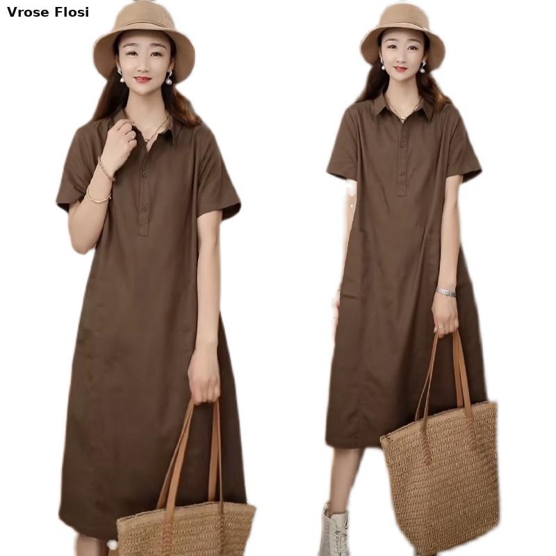 Kleid Damen Sommer 2024 Neuank – Casual Loose Linen Shirt Dress Bewertung und Preis
