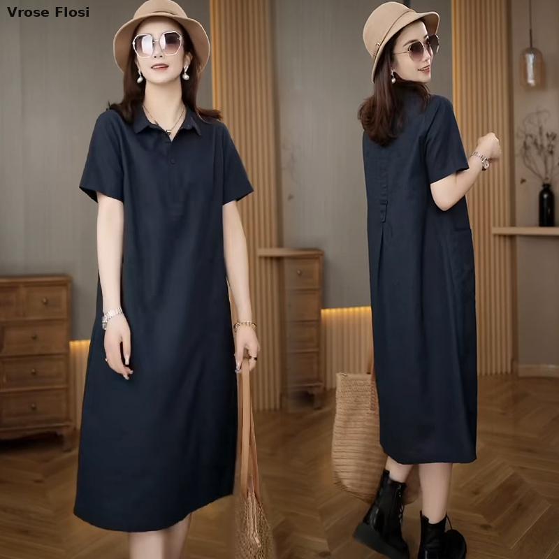 Kleid Damen Sommer 2024 Neuank – Casual Loose Linen Shirt Dress Bewertung und Preis