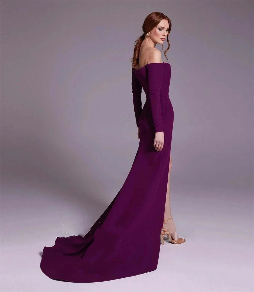 Elegantes lila Satin schulter  – Elegant Satin Evening Gown Split Bewertung und Preis